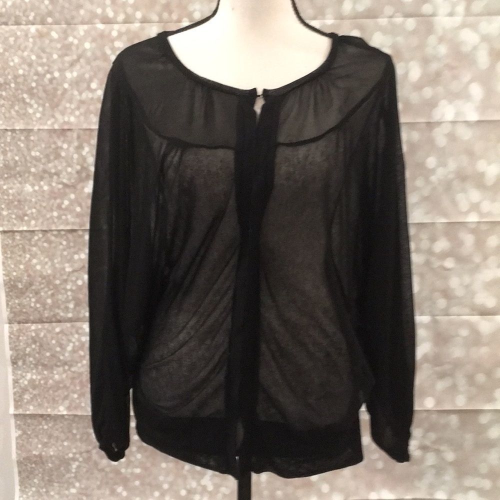 NWOT, Sheer Black Long Butterfly Sleeved Layering Top - Small $5 or Free w/$10